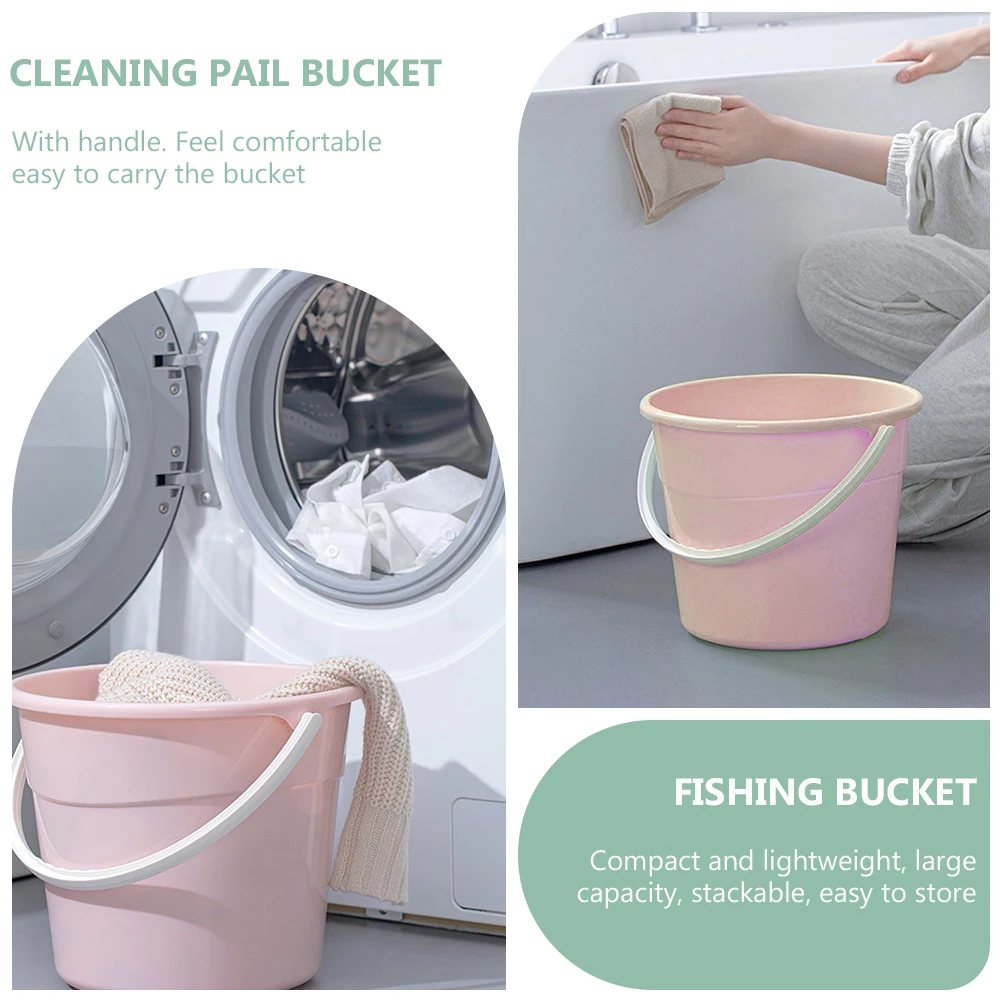 

Car Wash Bucket Round Plastic Sturdy Water Storage Container Cleaning Pail Fishing Bucket Large Capacity Stackable Garden Pink
