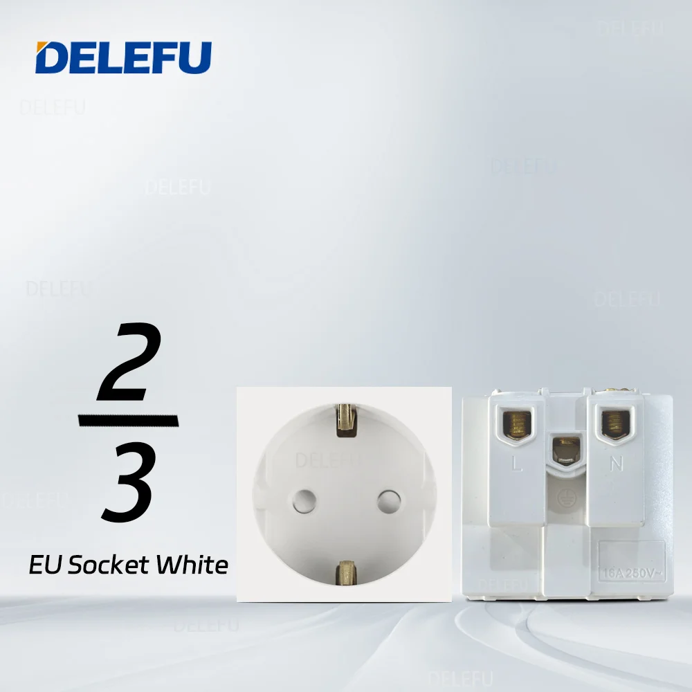 DELEFU Italian EU, Multi-functional Free Combination Computer USB Type C Wall Socket DIY White