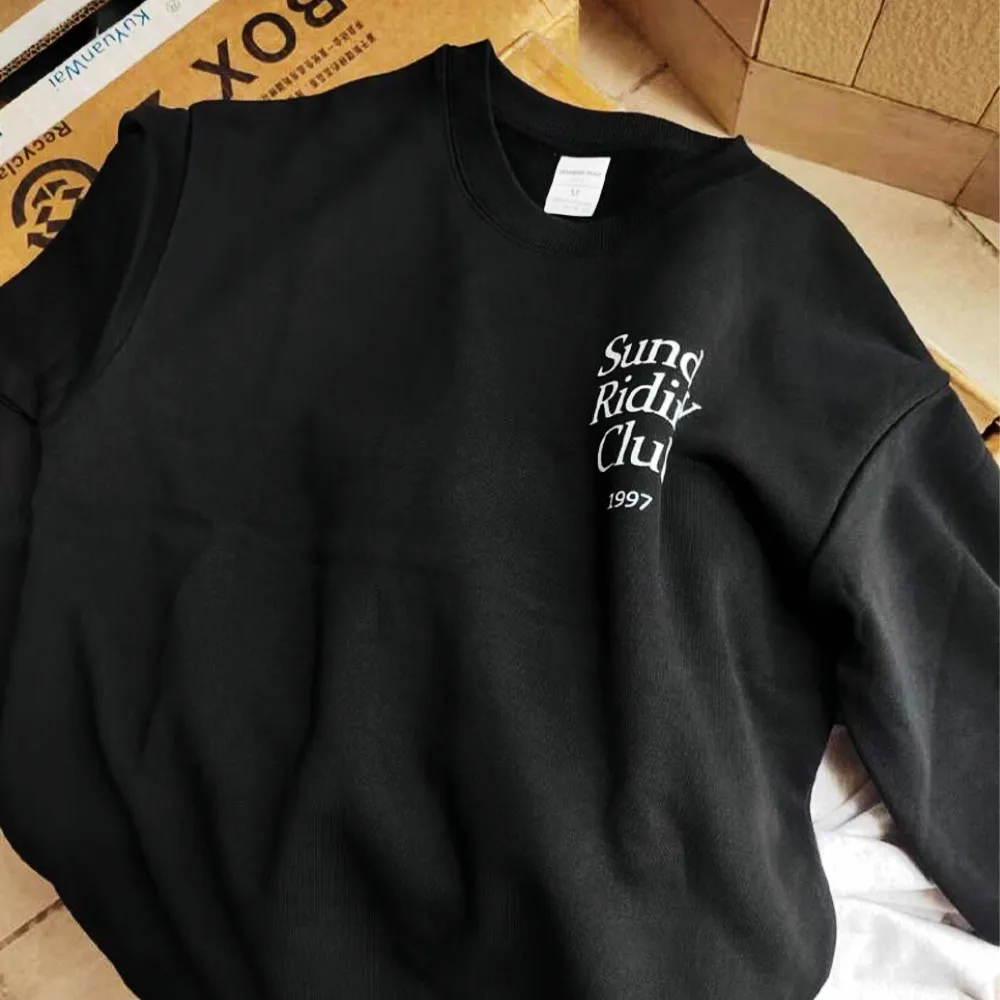 Sunday Riding Club 1997 American Vintage Black Cotton Sweatshirts Long Sleeve Loose Crewneck Autumn Outfits Ins Fashion Pullover