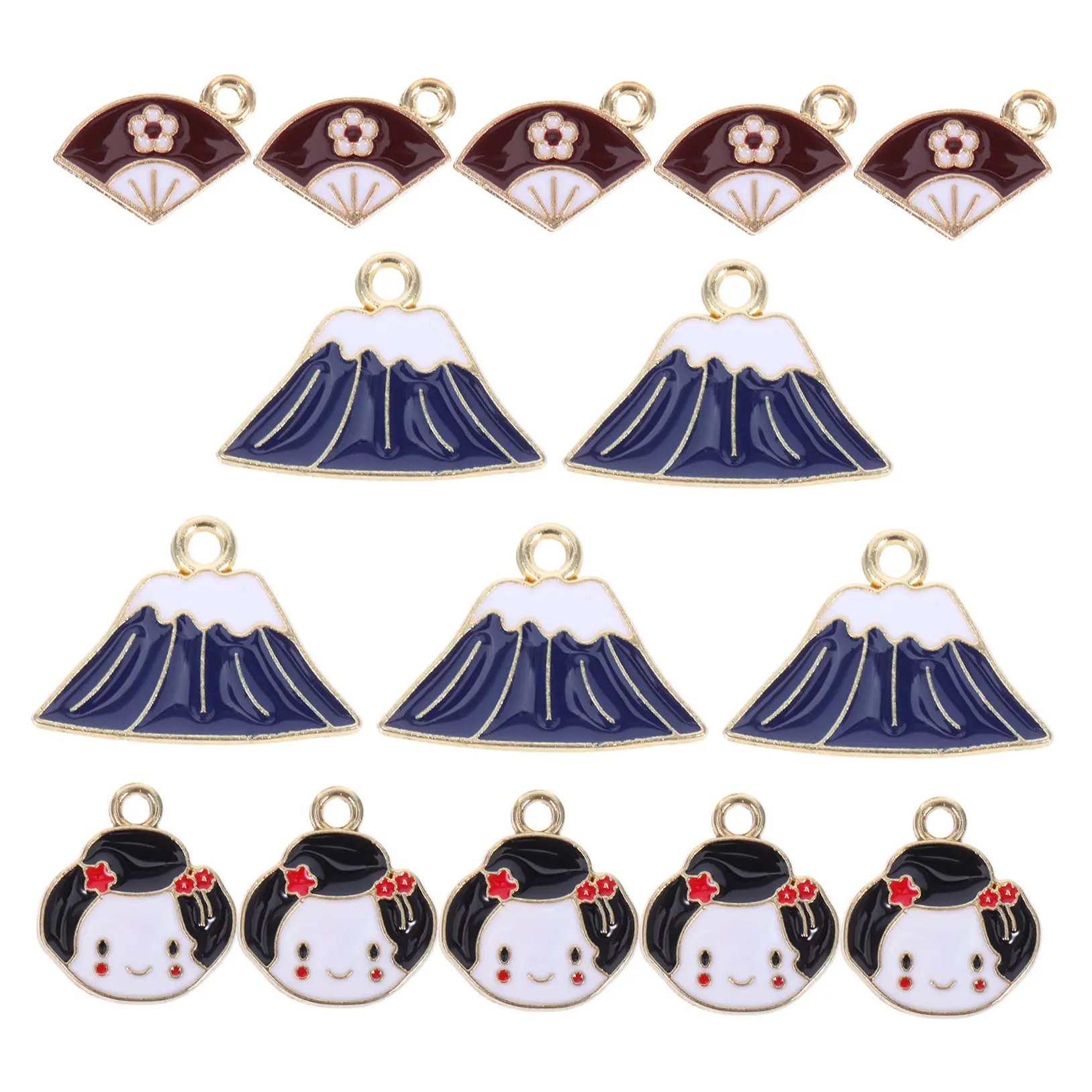 

15 Pcs Jewelry Japanese Party Favors Fans Decorations Charm Alloy Tea Mini Hand Held