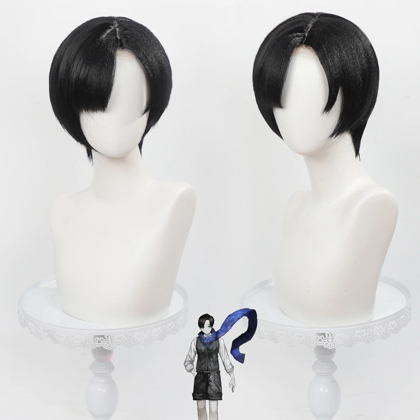 Peluca de cosplay de Demian del anime Limbus Company con red de pelo rosa