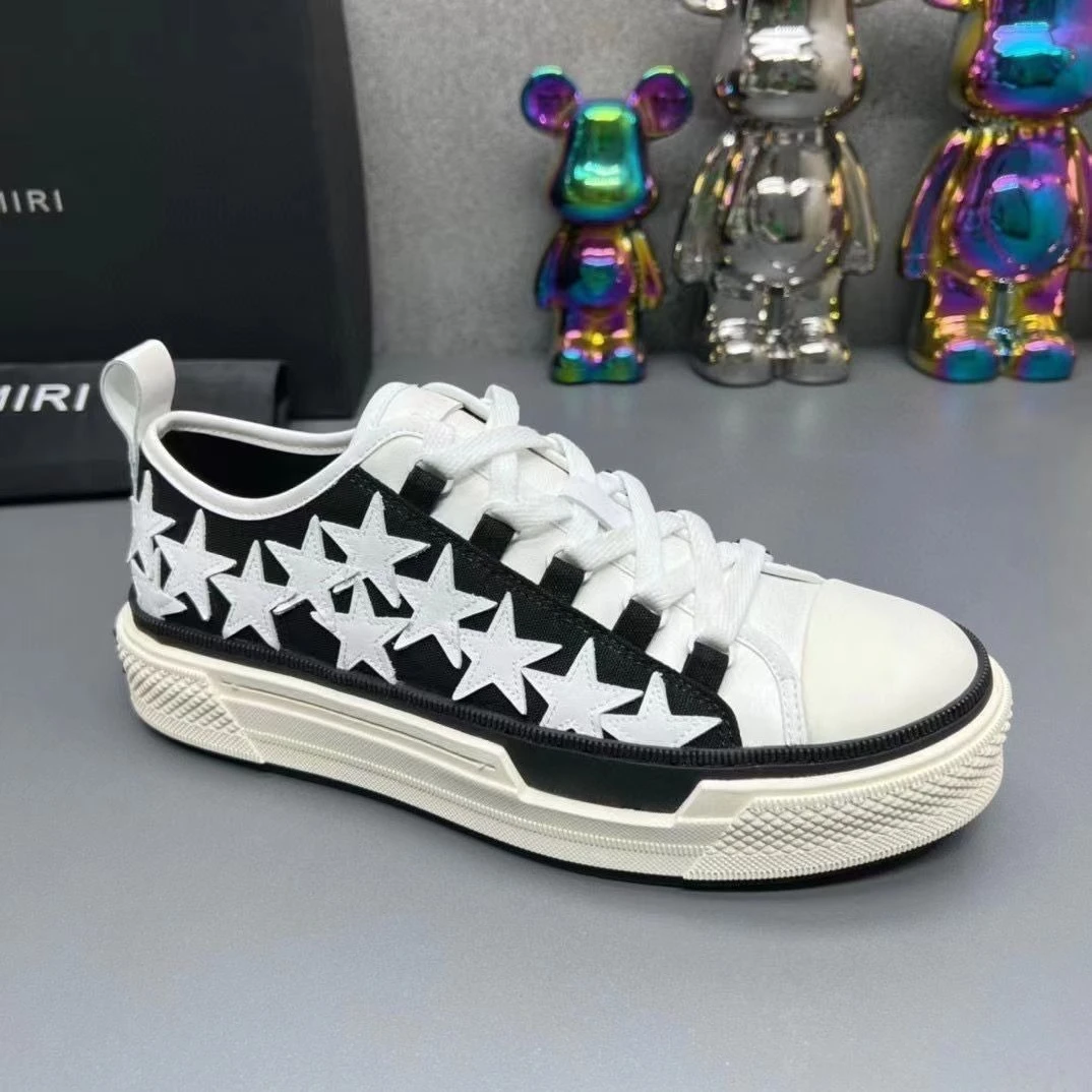 

2025 стильная новая обувь унисекс, черно-белые повседневные парусиновые кроссовки с массивной подошвой и принтом звезды