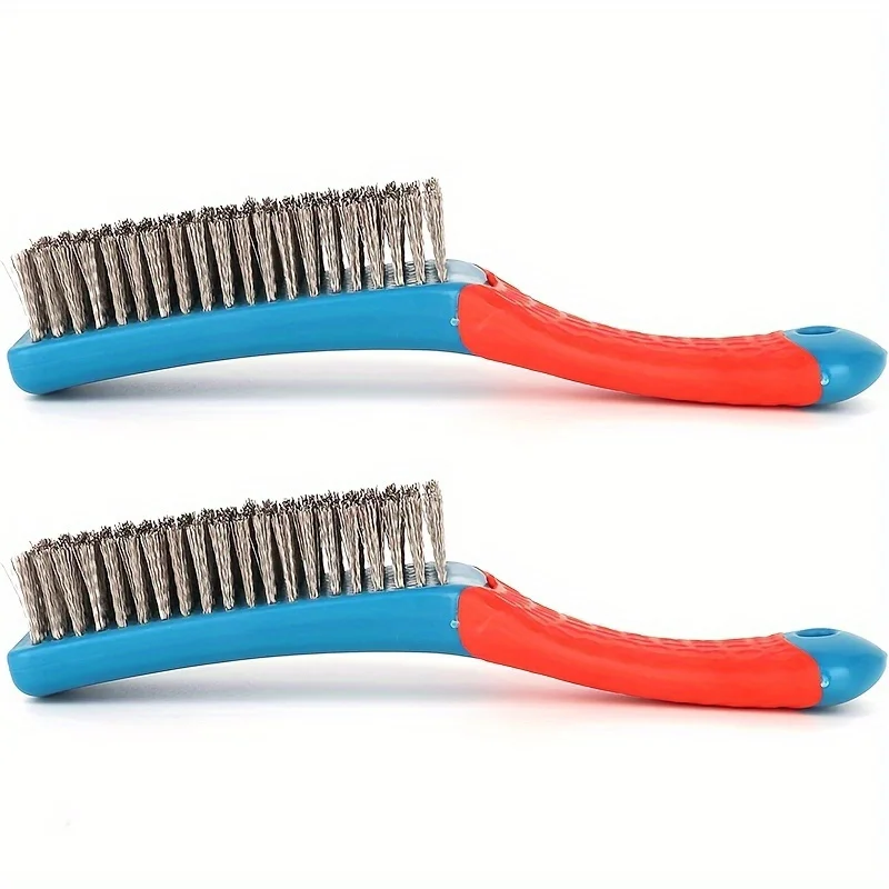 Heavy Duty Stainless Steel Wire Brush with Comfortable Plastic Handle - Perfect for Removing Rust, Welding Slag, Dirt, and Paint