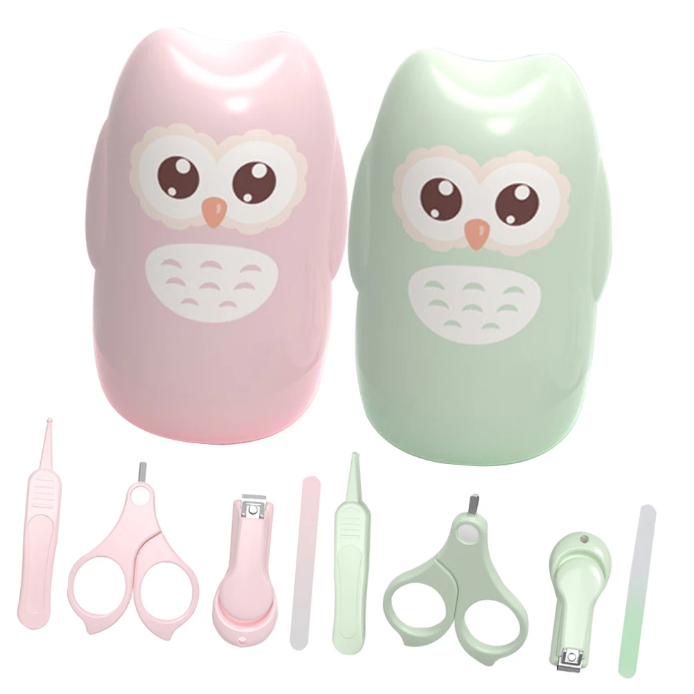 

2 set Baby Clippers Kit Toddler Nail Scissors Cutter Stainless Steel 2 Sets Pink Green Safe Infant Nail Care Tools Storage Case