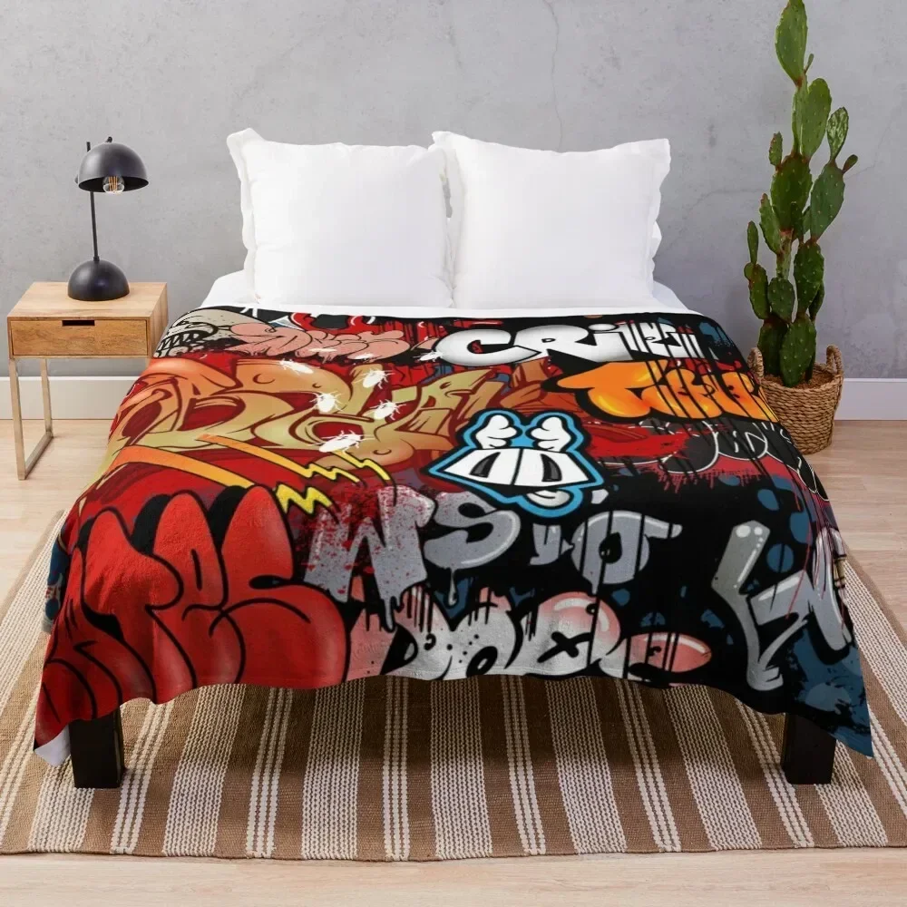 

Graffiti Art Illustration Throw Blanket Cozy Home Blanket Gift for Christmas Holiday