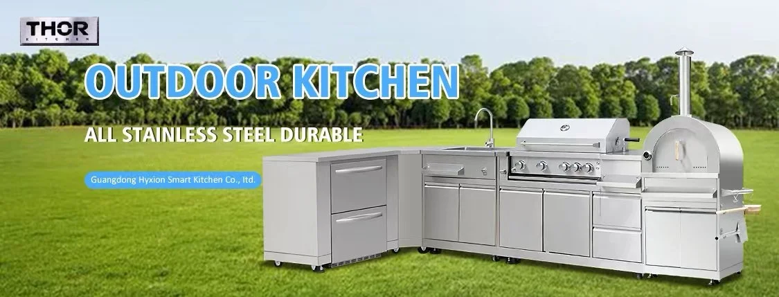 Hot Sales Custom304 Stainless Steel Outdoor Kitchen Island Patio Cooking Kitchen Grill Modular Storage Cabinet Outdoor Furniture