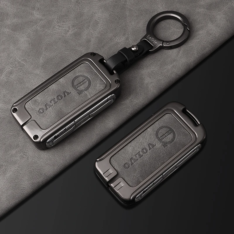 Zine Alloy Leather Car Key Case Cover Shell Holder For Volvo XC60 XC40 XC90 S90 V60 S60 V90 C40 Polestar 1 Polestar 2 Accessory