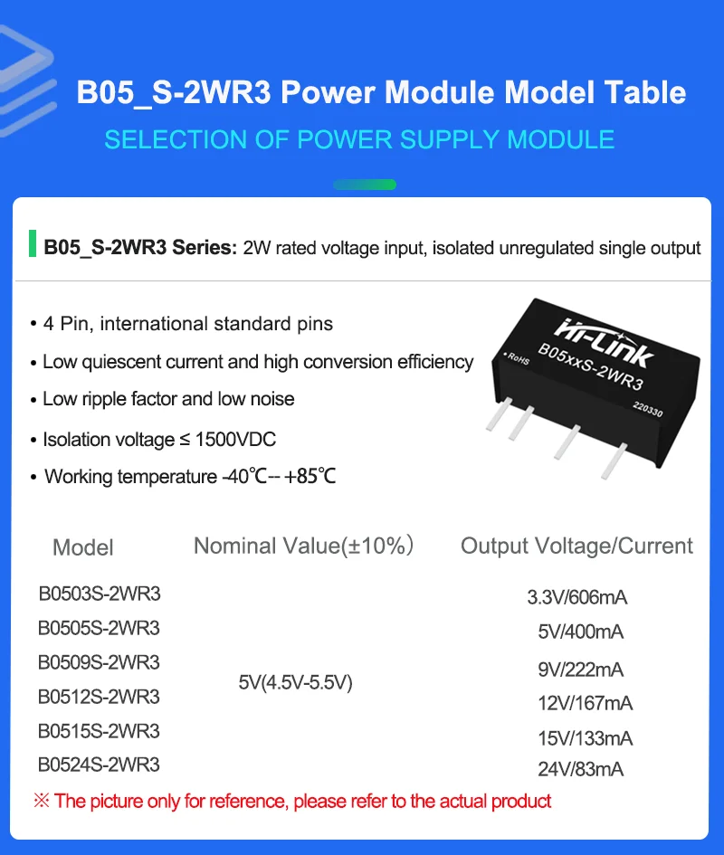 100pcs/lot B0505S B0512 B0515 B0524-2W  SIP-4 24V to 3.3V/5/9/ 12/15/24V IC Isolation Power Module