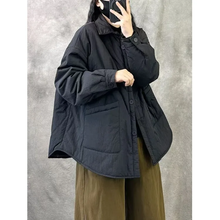 

Retro Sle Lightweight Cotton Jaet for Women plus Size Casual Warm Outerwear Autumn Winter Thiened Long Sve Zipper