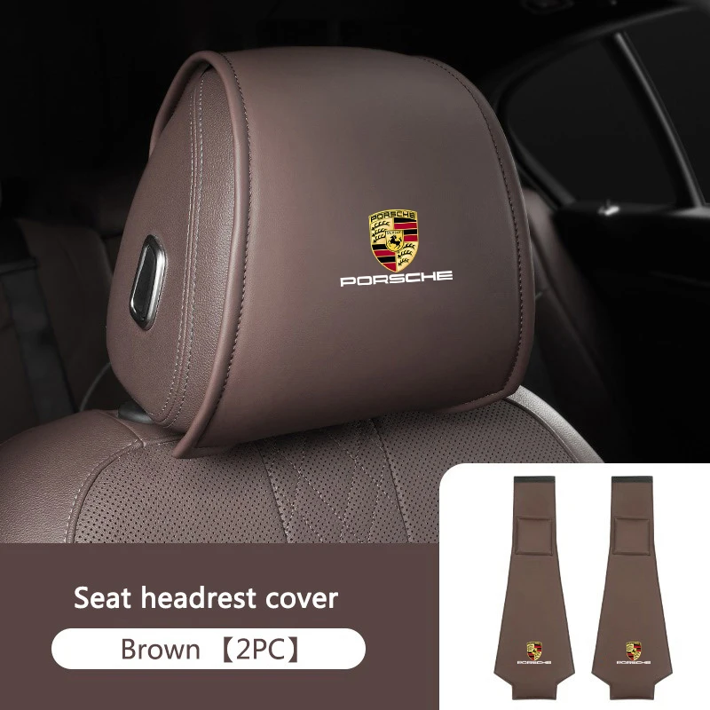 2pcs/Set Car Interior Seat Headrest Cover Protection Pad For Porsche 911 718 Taycan Panamera Cayenne Macan Boxster 918 Accessory