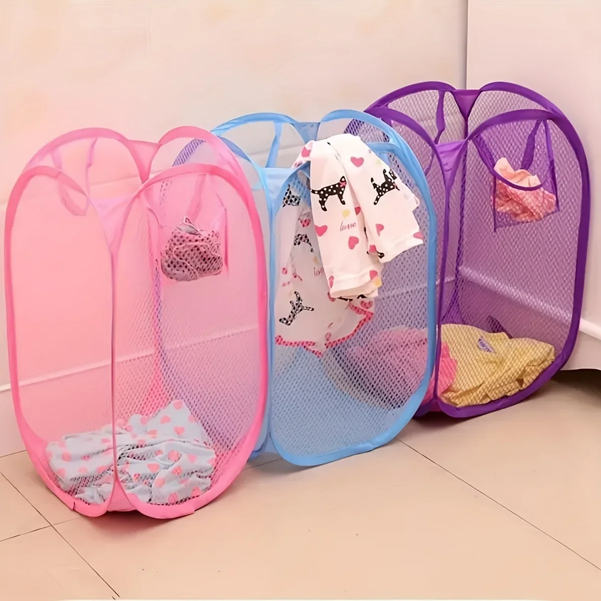 Large Foldable Dirty Clothes Basket with Fine Mesh for Home Organization - Convenient Storage Solution for Laundry