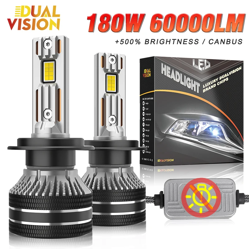 

Светодиодные лампы K5C H7 60000LM для фар H1 H4 H11 H8 H9 9005 9006 HB3 HB4 9012, высокомощные 180 Вт, суперяркие, 12В, замена штатных ламп