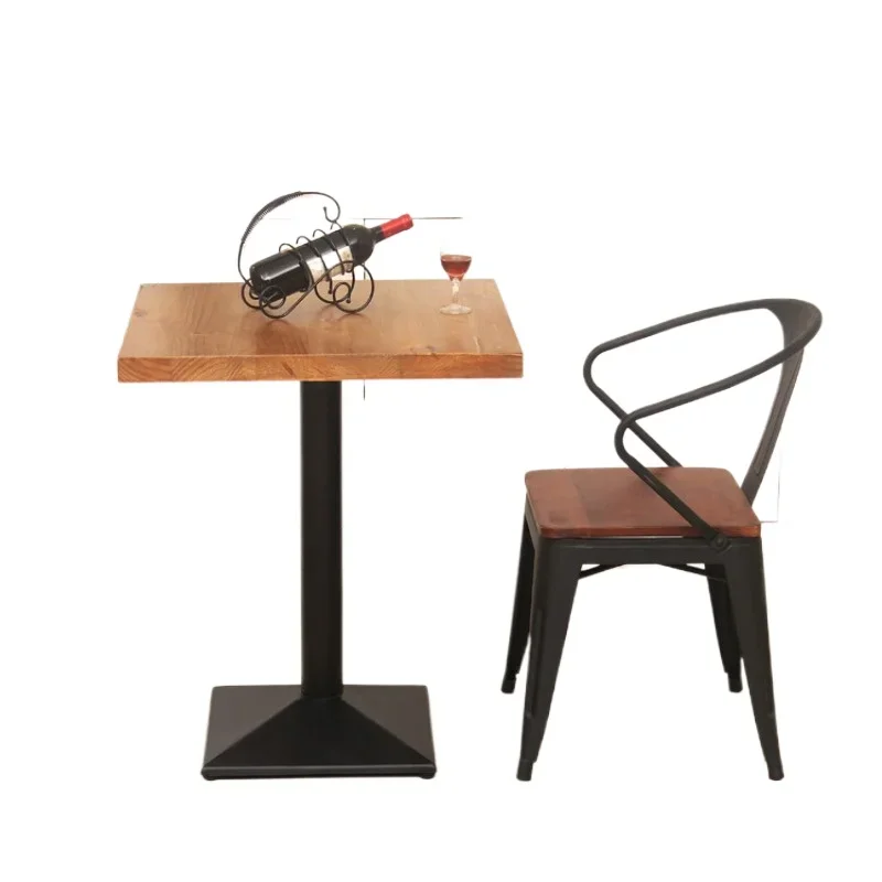 American industrial style retro solid wood dining table, coffee shop, pub, bar, double table, Western restaurant