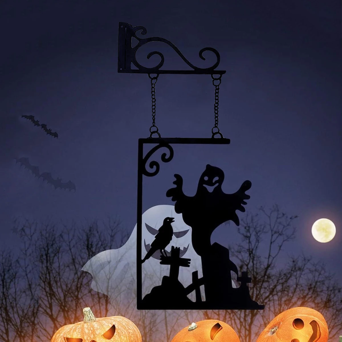 Halloween-Dekoration, Geister-Metallsilhouette, Geisterfigur, Dekoration für Party-Dekoration, perfektes Halloween-Dekor-Hängeschild, keine Strom