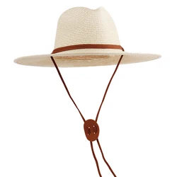 Men's Paper Straw Big brim Straw Hat Summer Sunscreen Sunshade Hat Panama Straw Hat Outdoor Travel Sun Hat Hat for Women