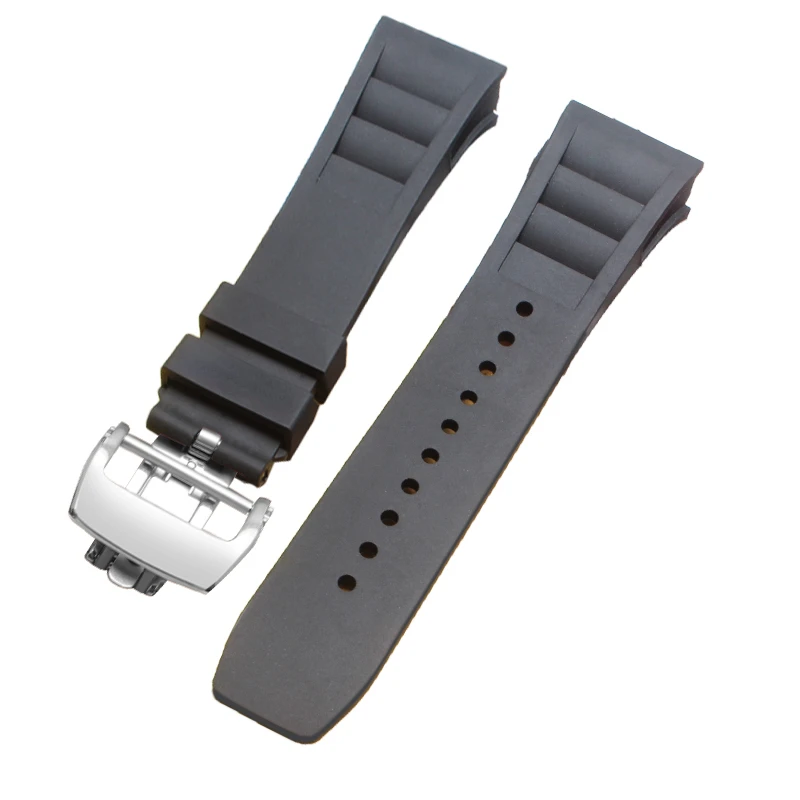 Silicone Watch Strap for Richard Mille Rm011 Strap Men\'s Waterproof Sweat-Proof Wear Comfortable Mill Rubber Watchband 25mm