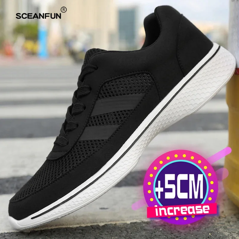 

Luxury Mens Elevator Shoes Height Increase 7cm Heighten Increasing Sports Sneakers Elevate Taller Lift Mesh Shoes For Man Tennis