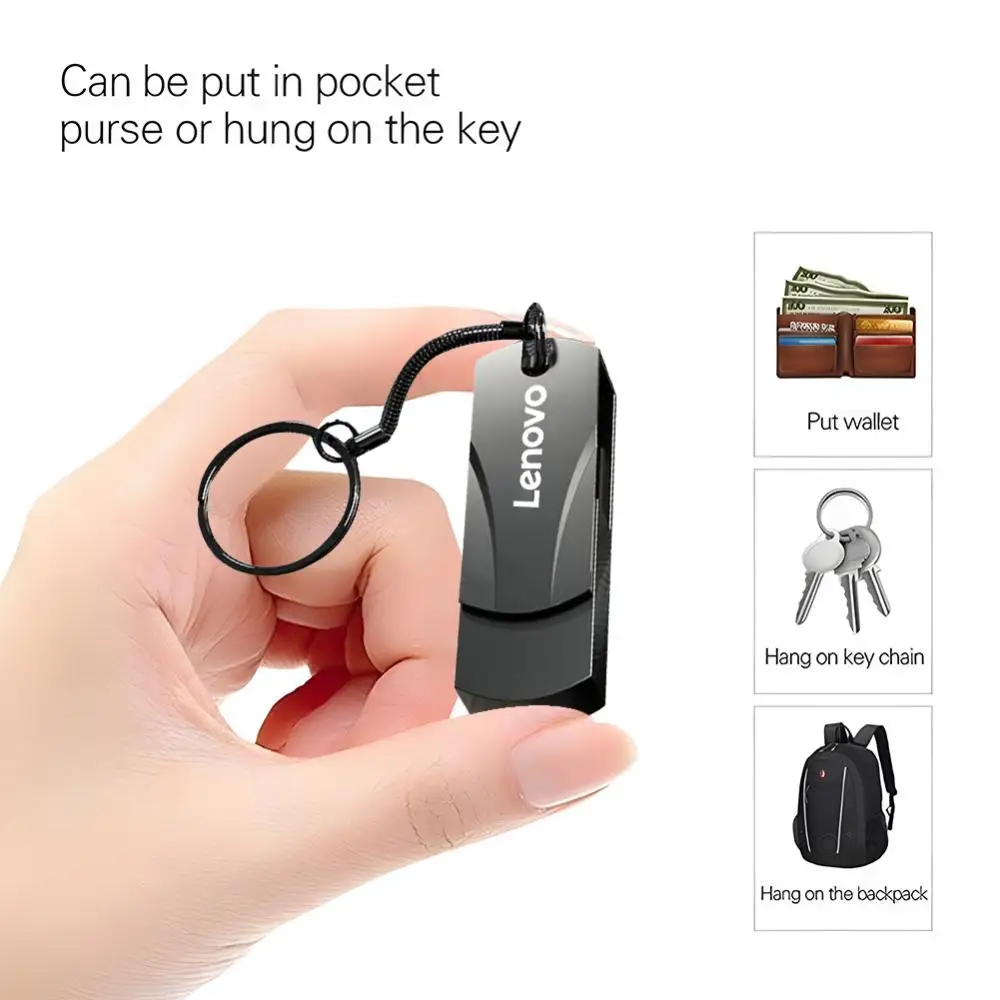 Lenovo USB 3.0 Pendrive 16TB High Speed Flash Metal Pen Drive 8TB 4TB Portable Waterproof U Disk Stick Mini SSD Memoria Pen USB