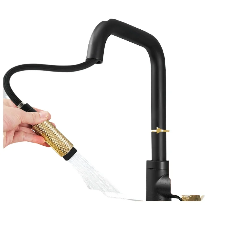 

Выдвижной полностью медный смеситель, раковина для посудомоечной машины, универсальный телескопический брызгозащищенный кухонный смеситель для мытья рук