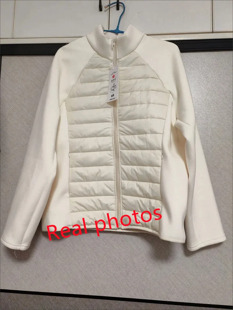 Spliced Motion Cotton-padded Jacket Women's Sweatshirt Stand-up Collar Warm Slim Coat Outdoor Sports Outerwear Autumn Winter