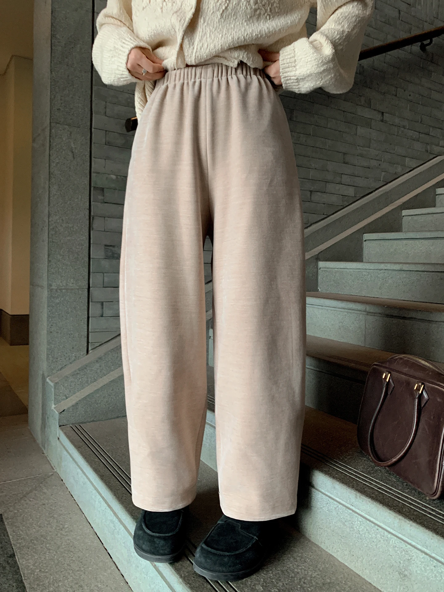 

Liberlin Sisy Women's Fce-Like Wide Leg Casual Pants High Waist Slimming Warm Commute Sle Winter New Arrival
