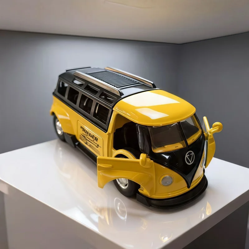 1:36 Vintage-Stil Legierungsbusmodell, modifizierter Simulations-Van, öffnende Türen, statisches Ausstellungsstück, Sammlerstück, Dekoration – Detail 2