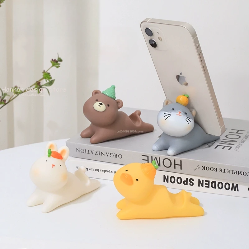 Cartoon Animal Tabletop Decoration PVC Enamel Phone Golder Lazy Person Drama Chasing Tablet Support Bracket Student Gift