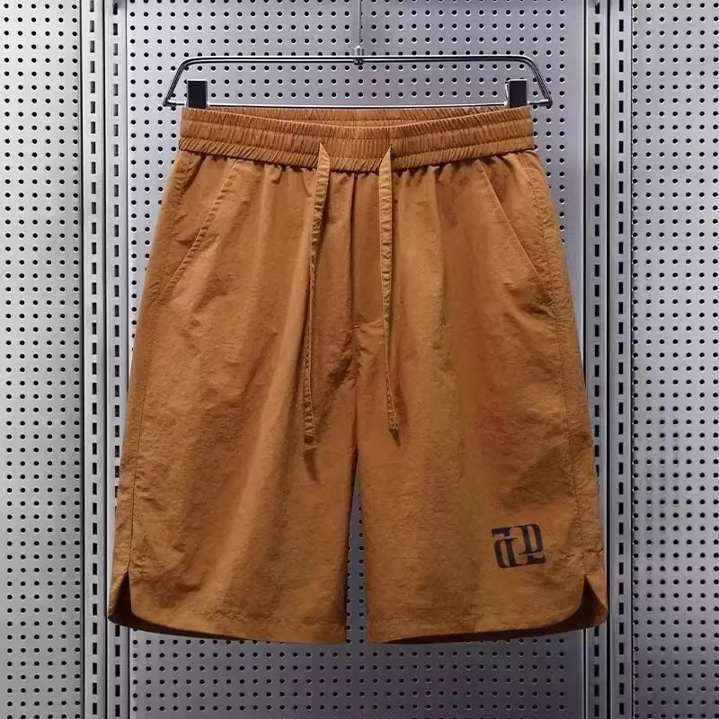 Men's Summer Ice Silk Quick Dry Shorts Beach Casual Loose Home Sleep Pants Five-Quarter Length Youth Active Style Thin Fit