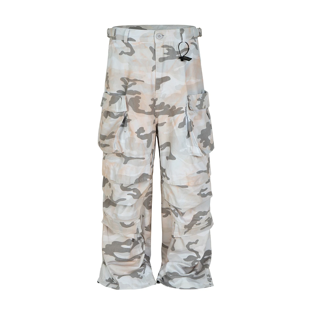 

Vitnage Yellow and White Camouflage Cargo Pants for Men Patchwork Harajuku Loose Straight Overalls Oversized Pockets Trousers