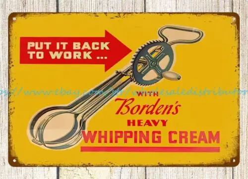 garden bar pub signs Borden's Heavy Whipping Cream metal tin sign