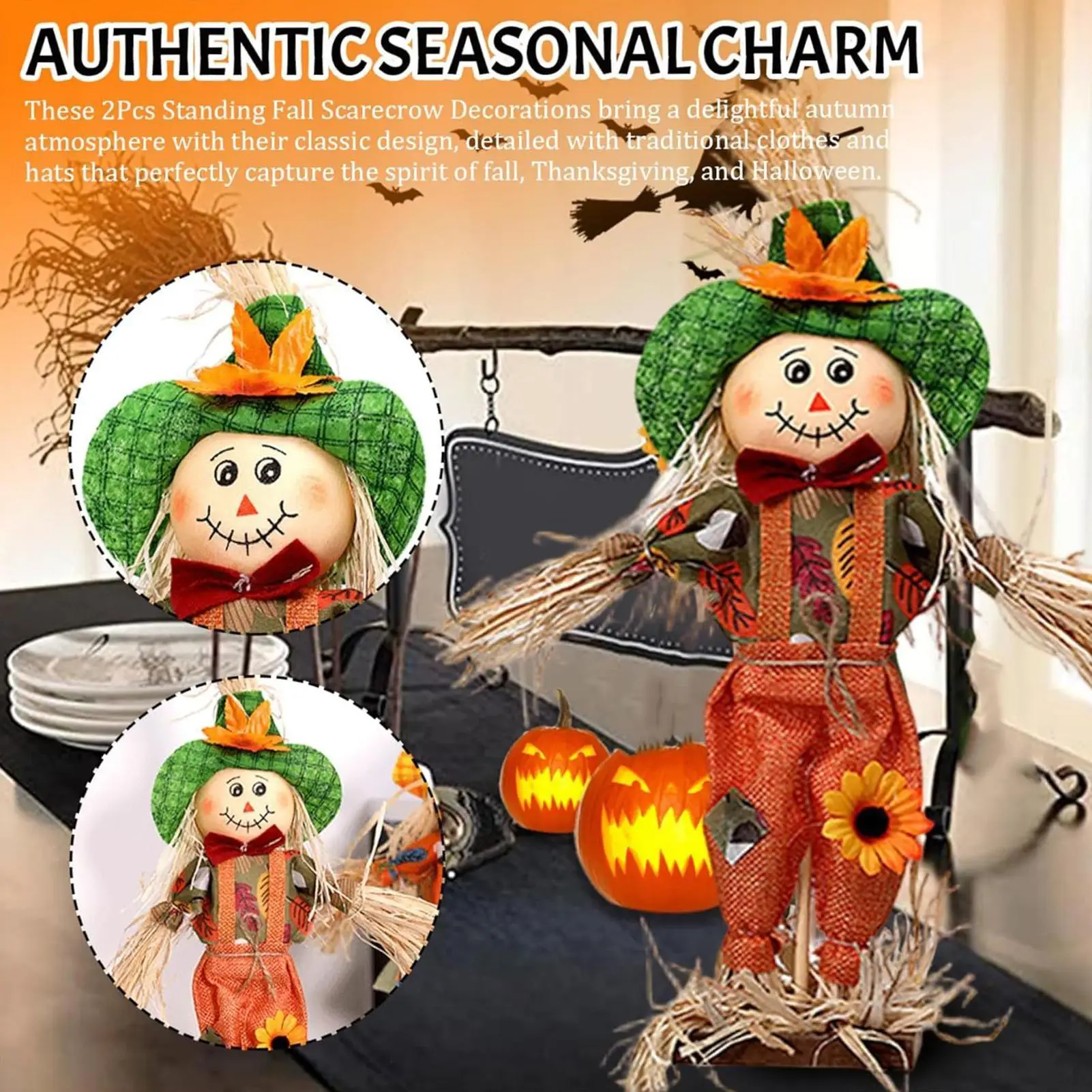 فزاعة زينة 2 قطعة الطيور بعيدا الشرفة ديكور المنزل 14 بوصة حصص مع القماش وقبعة لساحة الحديقة الشرفة حفلة المنزل #4