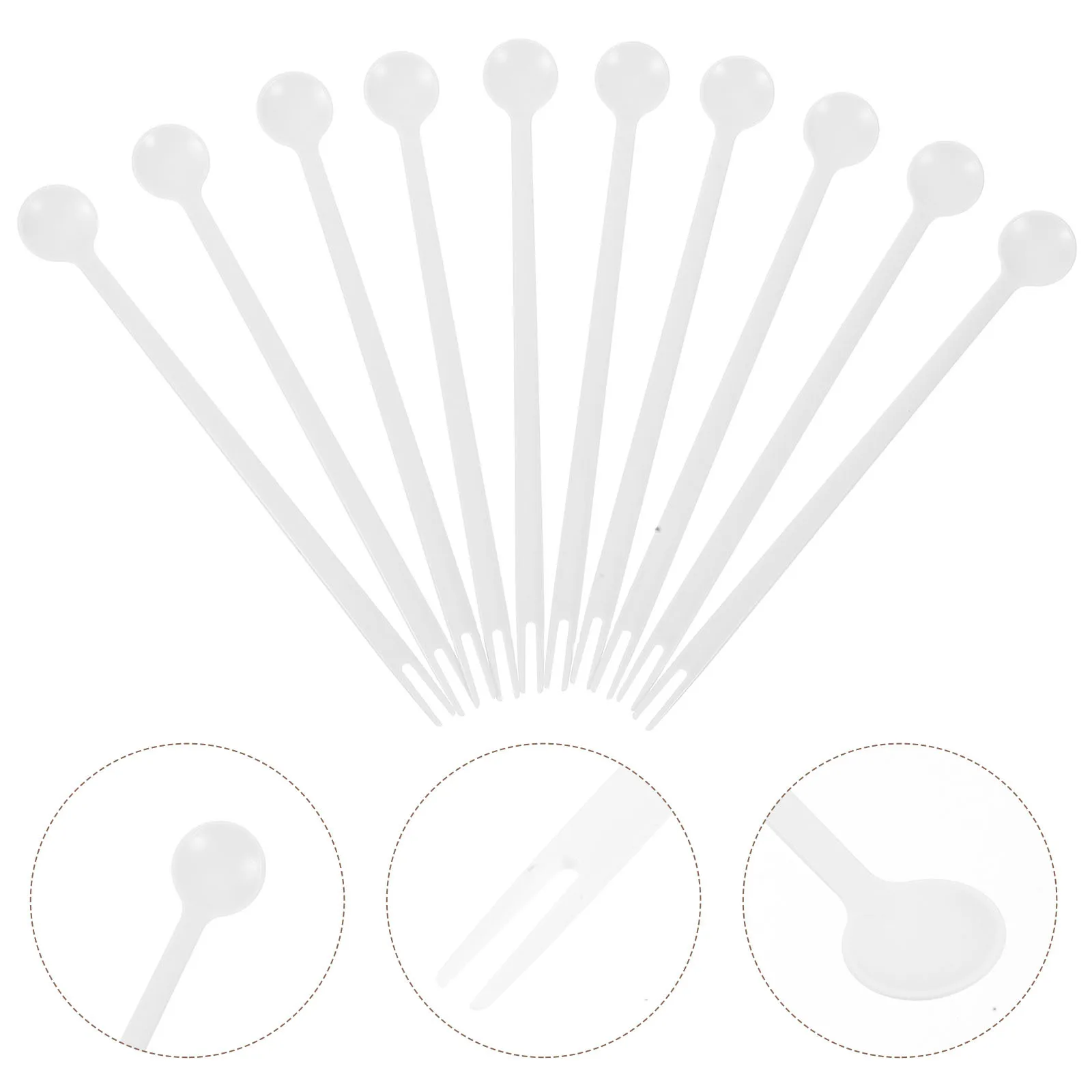 

10Pcs Durable Plastic Spoon Fork Long Handle Set Multifunctional Dual Head Utensil for Kitchen Fruit Dessert Party