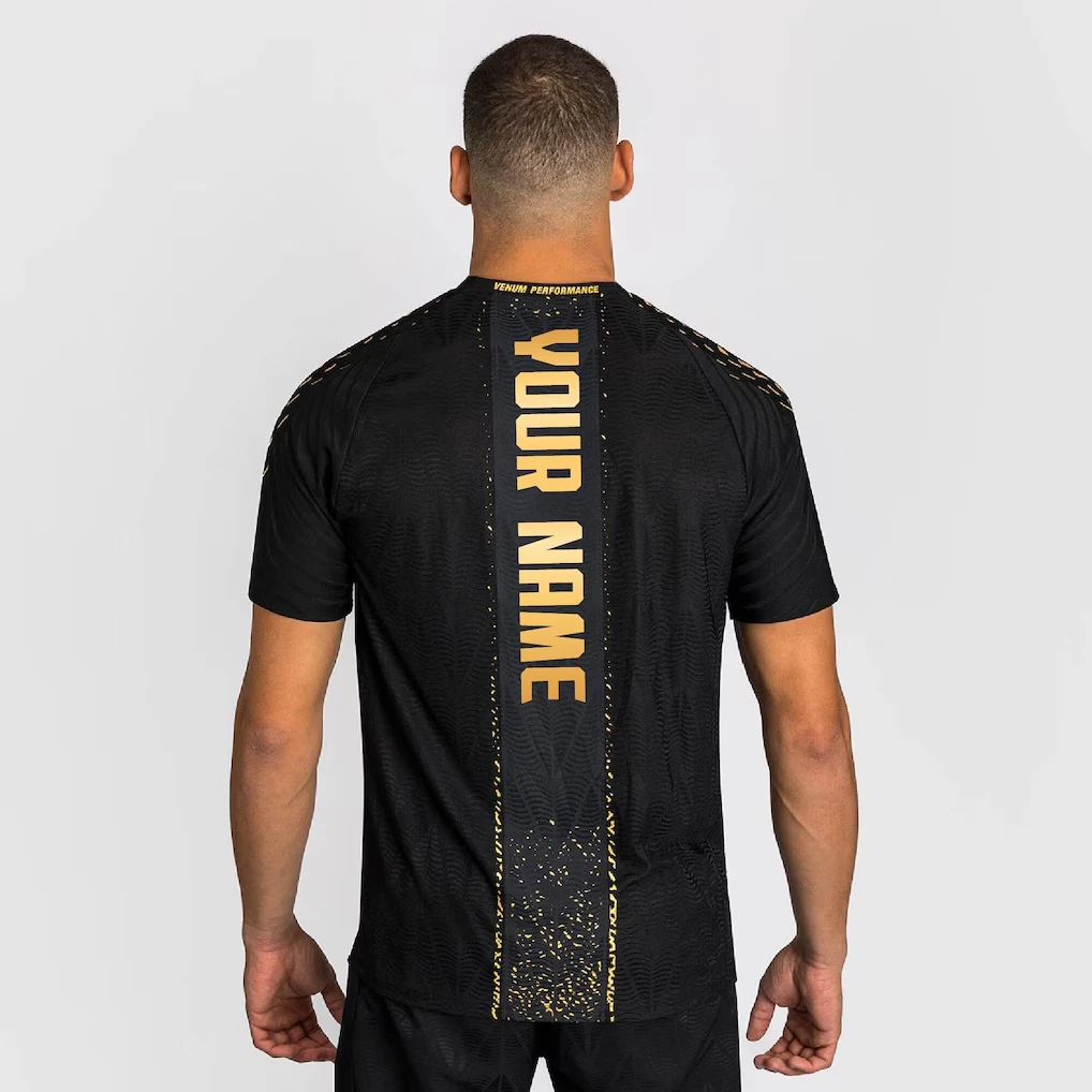 Men Custom Name UFC Competition Jersey Black Gold Snake Texture Short Sleeve Tee Personalized Back Print Fighting Sports Top 6XL