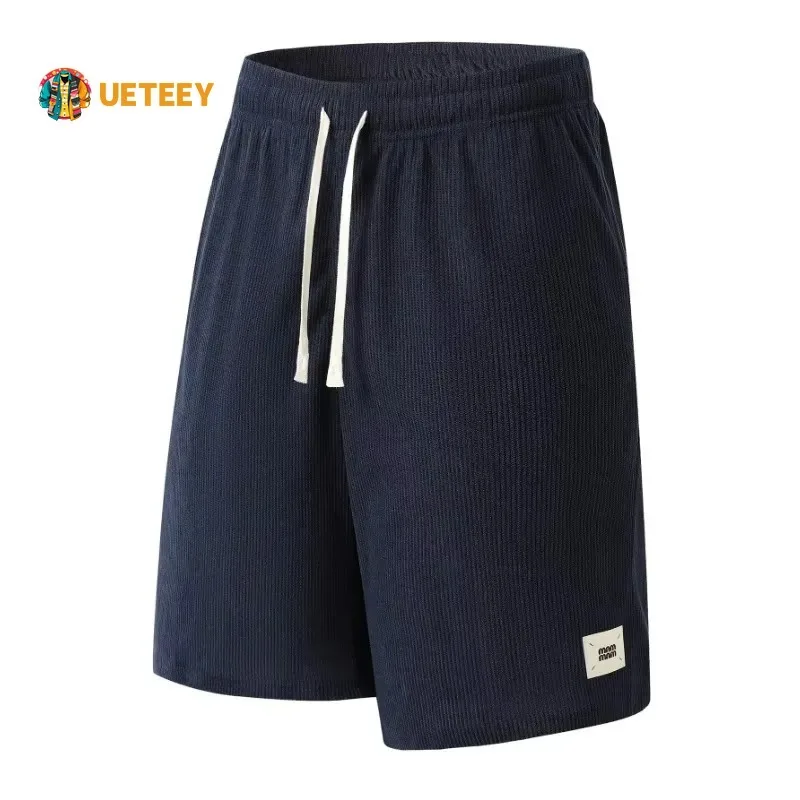 

UETEEY Summer Hot Corduroy Shorts For Men Solid Color Casual Beach Shorts Man Sports Breathable Short Trousers Sweatpants Male