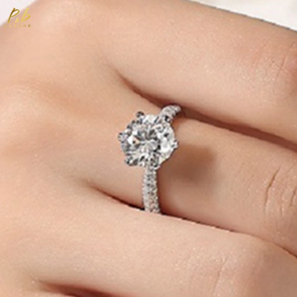 

PuBang Fine Jewelry 925 Sterling Silver Round Cut 1-3CT GRA Real Moissanite Diamond Gems Engagement Adjustable Rings Wholesale