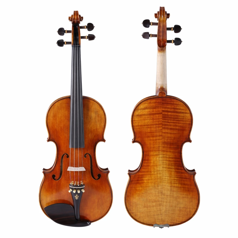 20 عامًا من خطوط النمر الطبيعية جميع مجموعة الكمان المصنوعة يدويًا 4/4 كمان ستراديفاري أداء احترافي