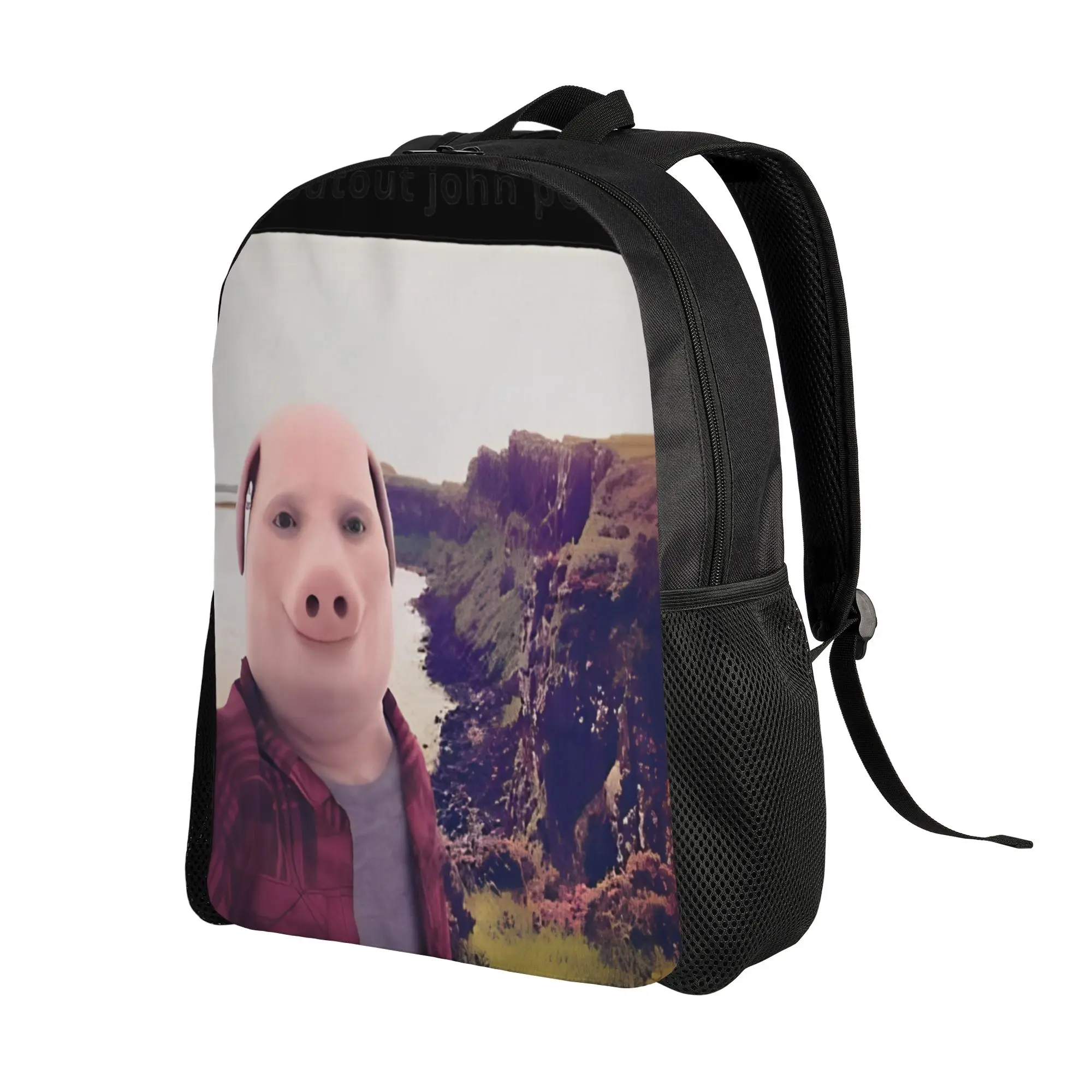 John Pork Is Calling Answer Call Phone Pig Backpack  Workout Backpacks Boy Colorful Soft High School Bags Kawaii Rucksack