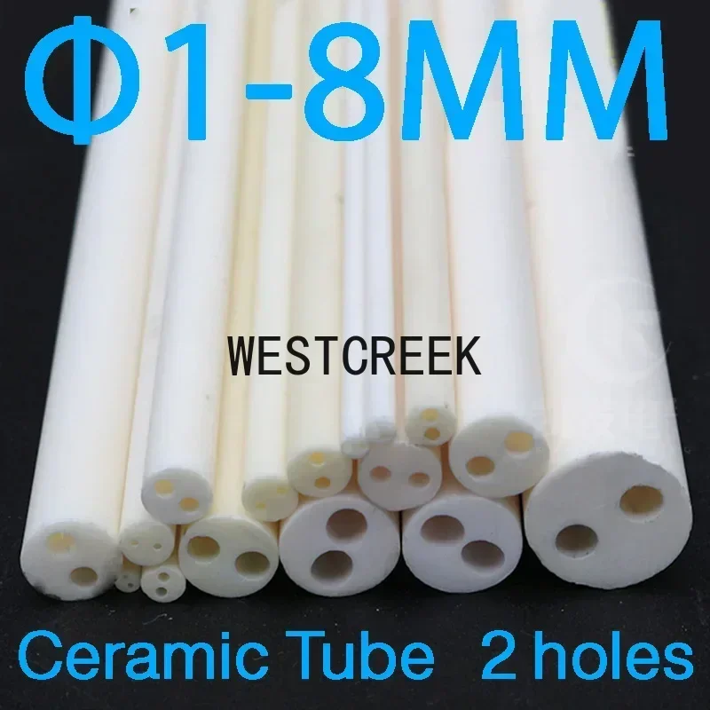 95 Alumina Ceramic Tube High Temperature Insulation 2 Holes OD 1-8mm Non-standard Custom Processing