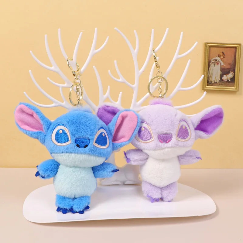 Disney-Porte-clés en peluche Stitch pour filles, jouet en peluche Kawaii, pendentif de sac en peluche mignon, joli cadeau d'anniversaire, CAN o & Stitch Butter Angel