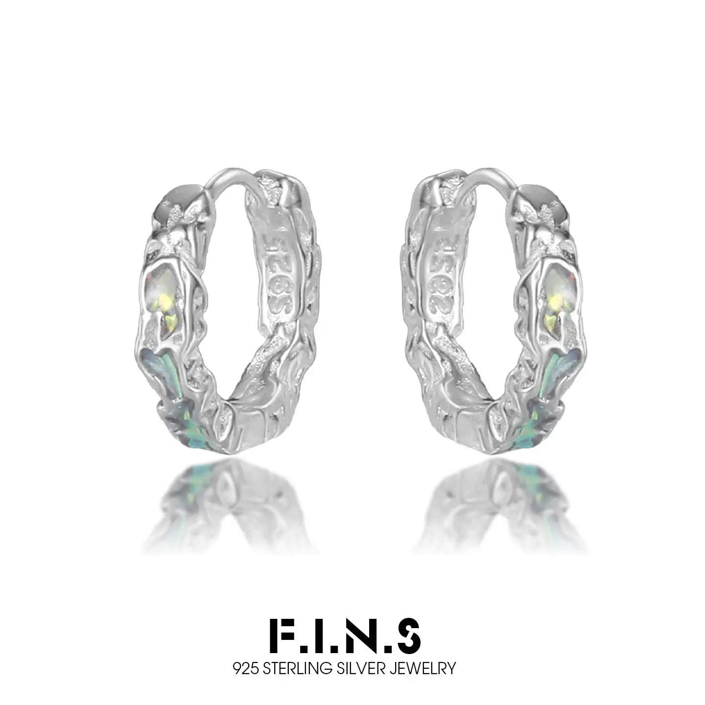 

F.I.N.S Original Colored Enamel S925 Sterling Silver Hoop Earrings Geometric Irregular Piercing Small Ear Buckles Fine Jewelry