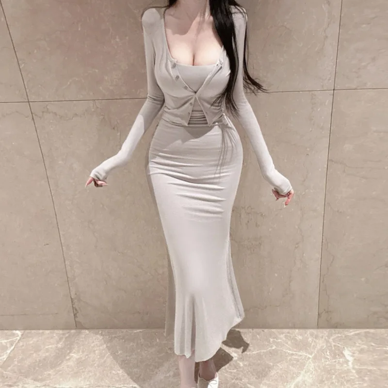 Woman Guitar Sister Cosplay Anime Skirt Sexy Feminine Camisole Dress Two-Piece Set Grey Dress Woman Guitar Sister Cosplay Anime Skirt Sexy Feminine Camisole Dress Two-Piece Set Grey Dress
