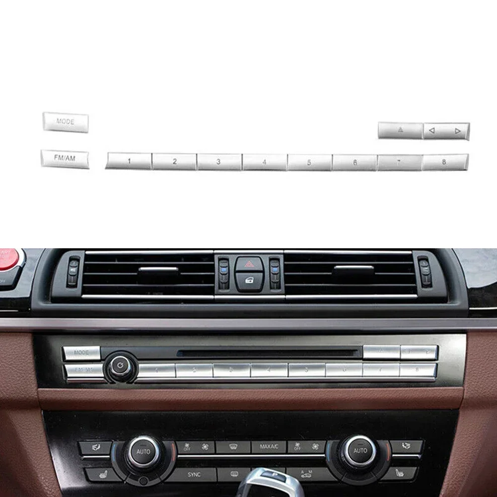 Hot Sale 12pcs Center Console Trim For BMW 5 6 7 Series 5GT F10 Chrome  Center CD MODE FM/AM Button Trim Cover