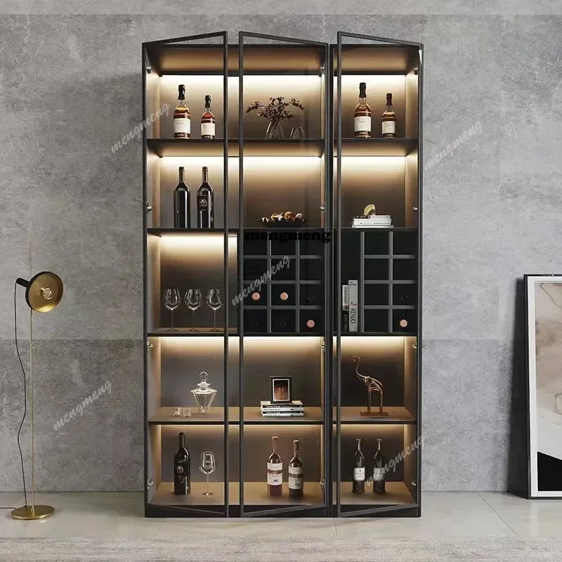Wine cabinet glass door modern simple living room display cabinet integrated custom home floor wine rack storage cabinet