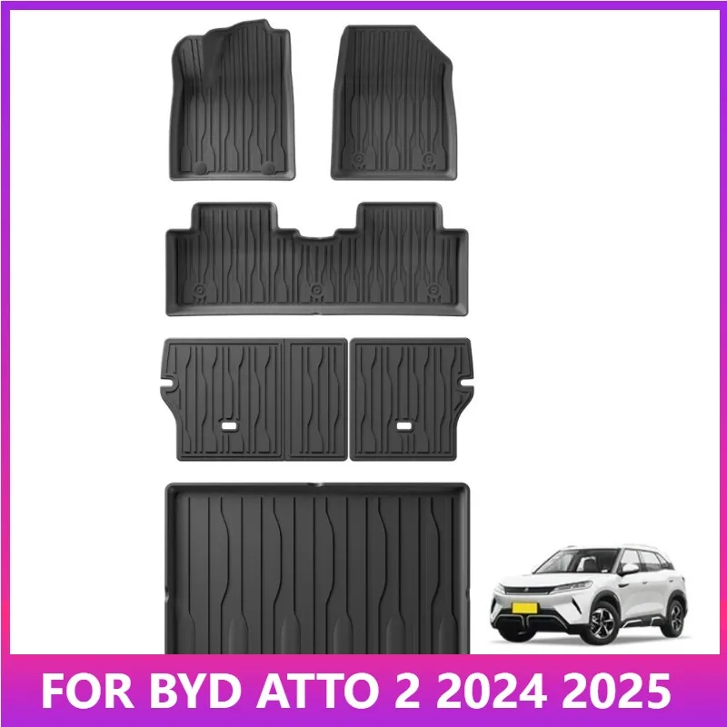 

Автомобильные коврики для BYD ATTO 2 Yuan Pro Yuan UP 2024 2025 Коврик для багажника TPE 3D Коврик для ног Левый руль Водонепроницаемый комплект ЧЕРНЫЙ