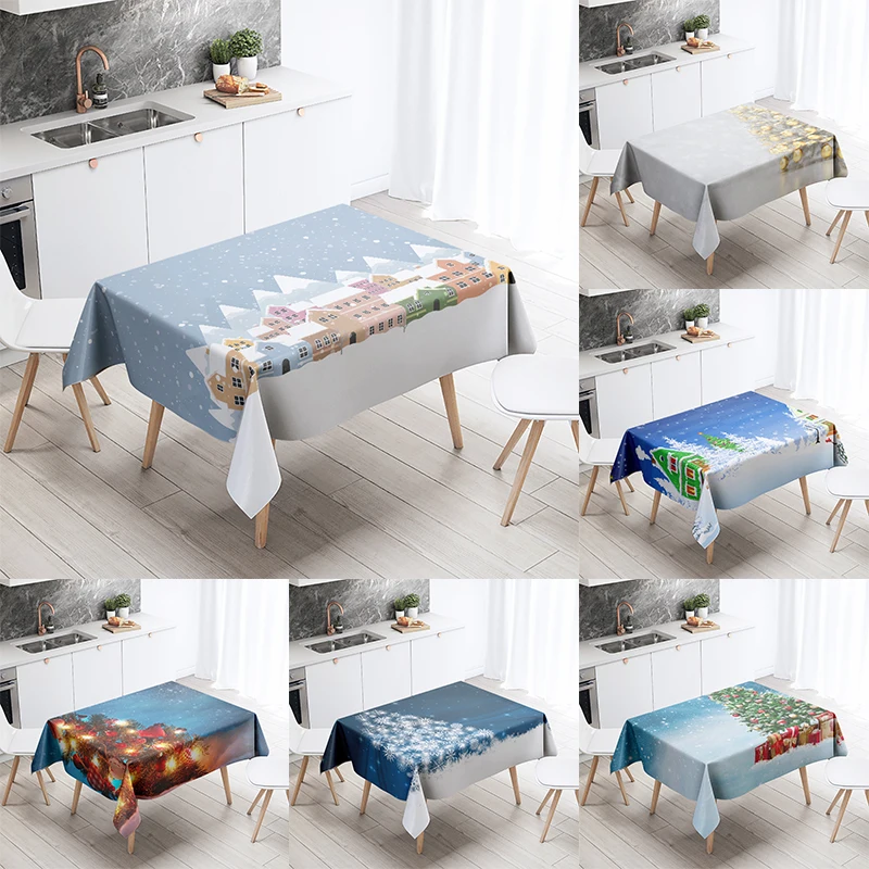 

Merry Christmas Decoration Waterproof Tablecloth Tree Table New Year Home