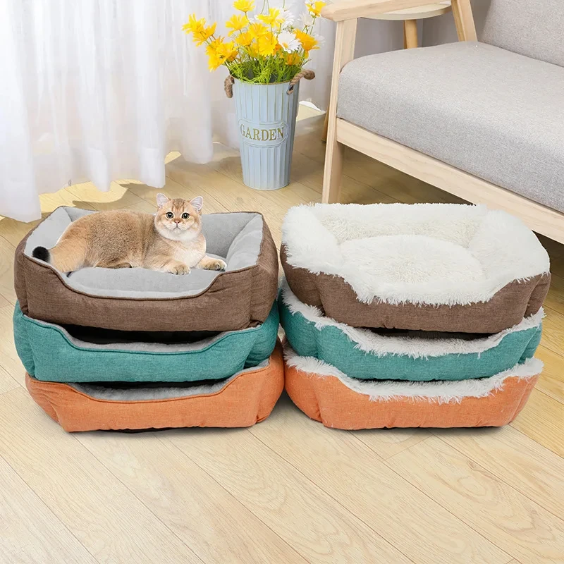 

Plush Cat Bed Winter Warm Mat Pet Mattress Small Medium Dog Cat Sleeping Bed Comfortable Puppy Kennel Dog Sofa Pet Nest Goods