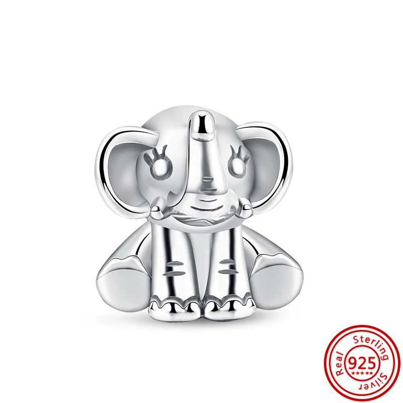 Colgante de Plata de Ley 925 con forma de elefante, abalorio exquisito compatible con Pandora Original, pulsera 925, accesorios de joyería fina para manualidades