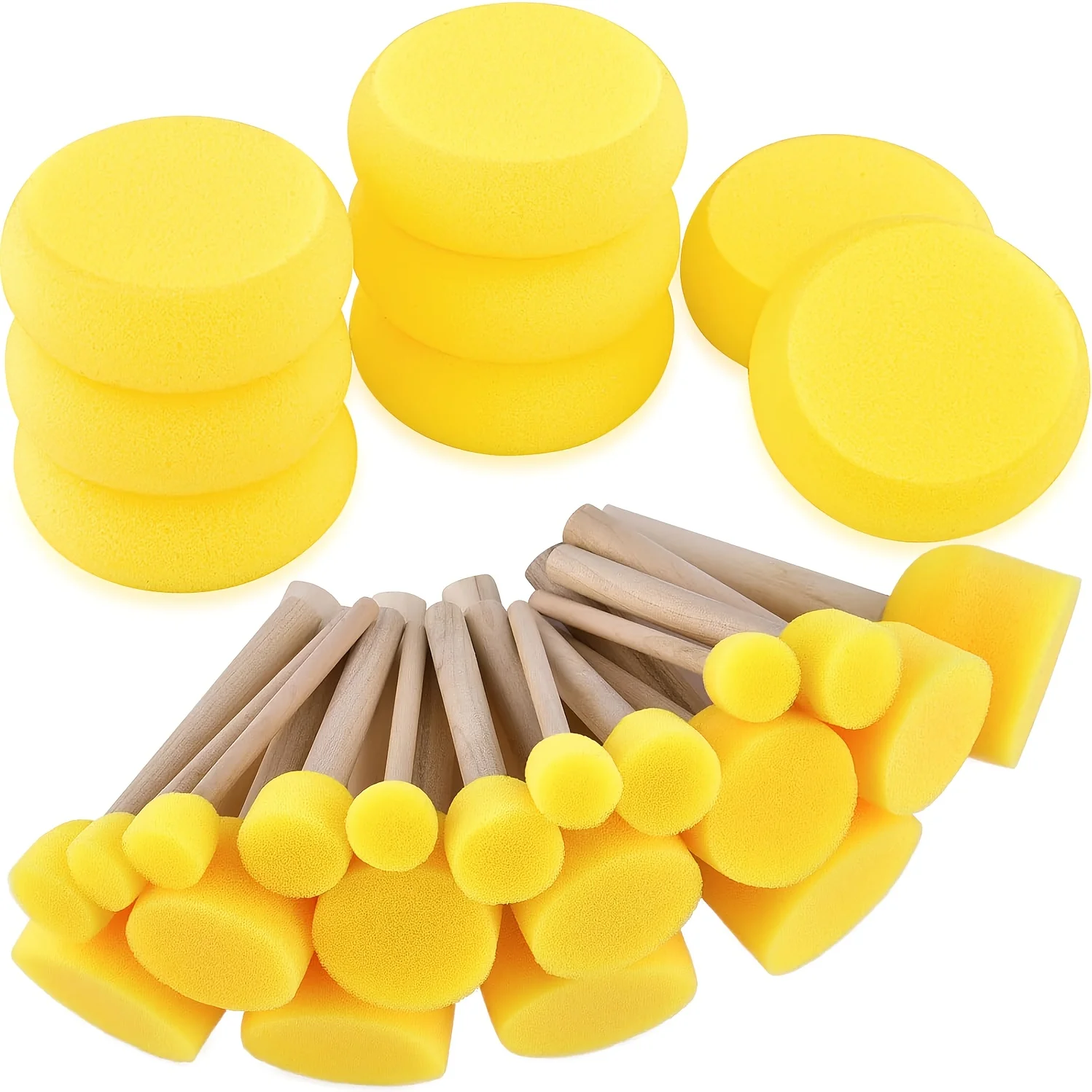 28 Pieces Round Sponge Brush, Artist Painting Foam Sponge for Watercolor, Crafts, Face Painting