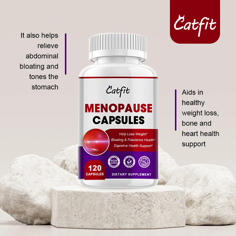 Catfit Herbal motherwort MENOPAUSE Relief Capsules for Night Sweats Disturbed Sleep &Mood Swings for Middle-aged women