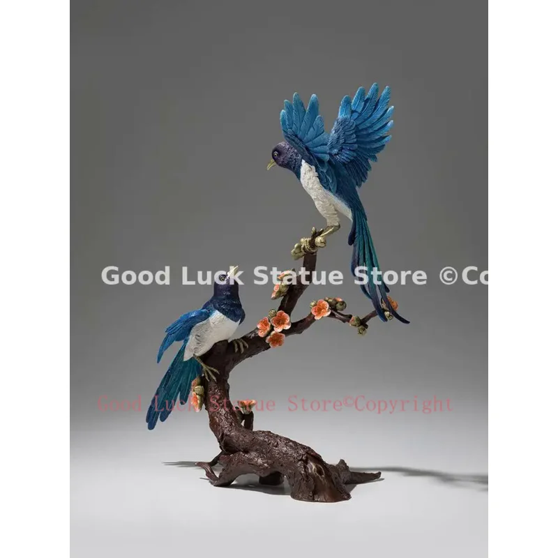 2025 TOP high grade Auspicious GOOD Luck bird Magpie decoration brass Sculpture HOME COMPANY BAR CLUB bring lucky money